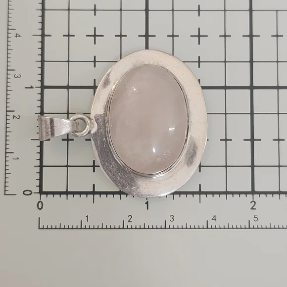 Rose Quartz Sterling Silver Mexico 925 Pendant 16 Grams - Picture 7 of 11